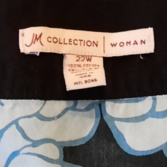 JM Collection Black Turquoise Beaded Floral Cotton Top/Blouse Size Plus … - Picture 7 of 7